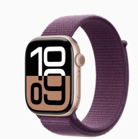 Apple Watch Series 10 GPS 46mm Rose Gold Aluminum Case with Sport Loop Plum MWWV3