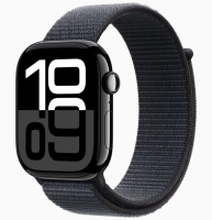 Apple Watch Series 10 GPS 46mm Jet Black Aluminum Case with Sport Loop Ink MWWR3