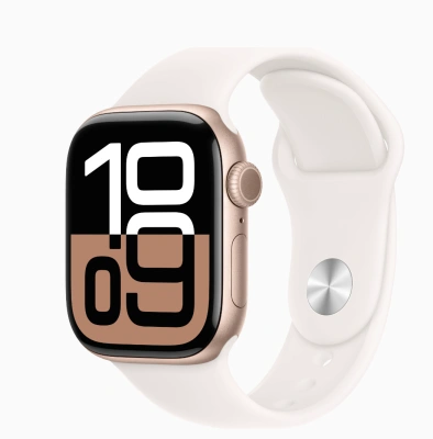 Apple Watch Series 10 GPS 46mm Rose Gold Aluminum Case with Sport Band Light Blush (Спортивный ремешок цвета Светло-румяный) (S/M, 140–190 mm) MWWT3
