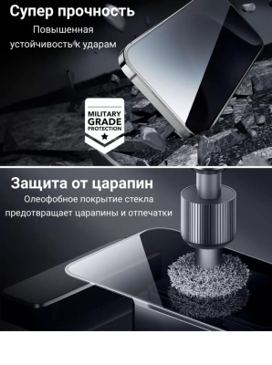 Защитное стекло 3D Антишпион для iPhone (модель в ассортименте)