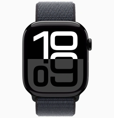 Apple Watch Series 10 GPS 46mm Jet Black Aluminum Case with Sport Loop Ink MWWR3