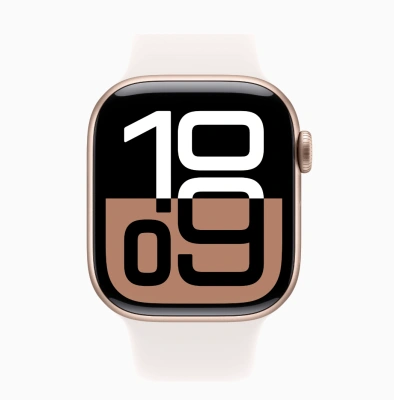 Apple Watch Series 10 GPS 46mm Rose Gold Aluminum Case with Sport Band Light Blush (Спортивный ремешок цвета Светло-румяный) (S/M, 140–190 mm) MWWT3